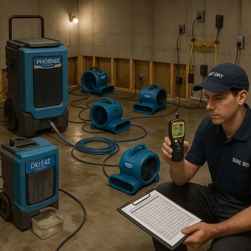 Structural Drying and Dehumidification process in Spur, TX